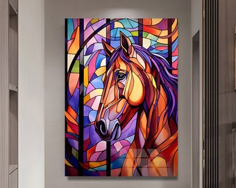 Tempered Glass Wall Art, Stained Window Decor Horse Stained art horse Portrait Modern Wall Art Extra large artwork Glass Wall art art gifts