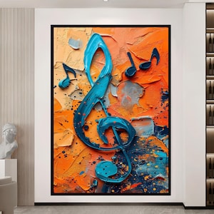Music Note Canvas Art Abstract Musical Decor Colorful Treble Clef Painting Modern Musician Gift Vibrant Home Decor Artistic Music Art Print