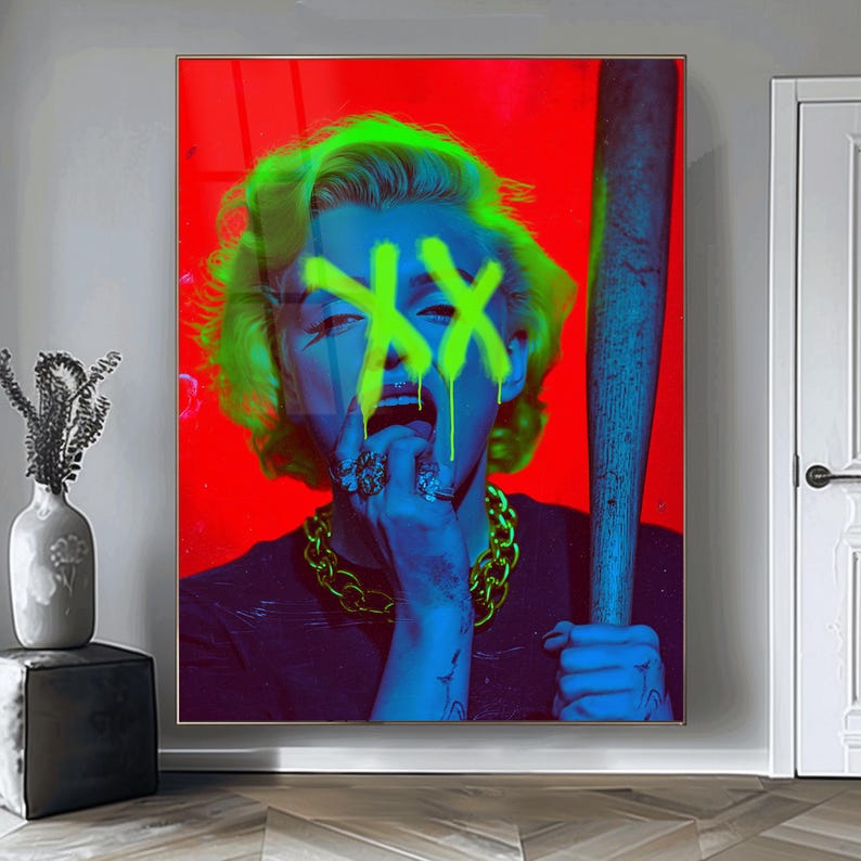 Marilyn Monroe Wall Art Tempered Glass Art Graffiti Pop Art Glass Print ...