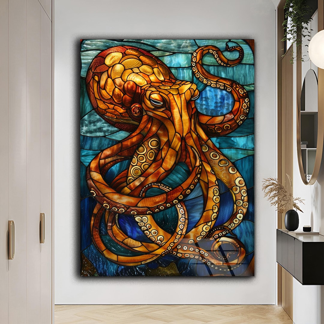 Octopus Art Decor Ocean Canvas Ocean Themed Art Octopus Decor Wall ...