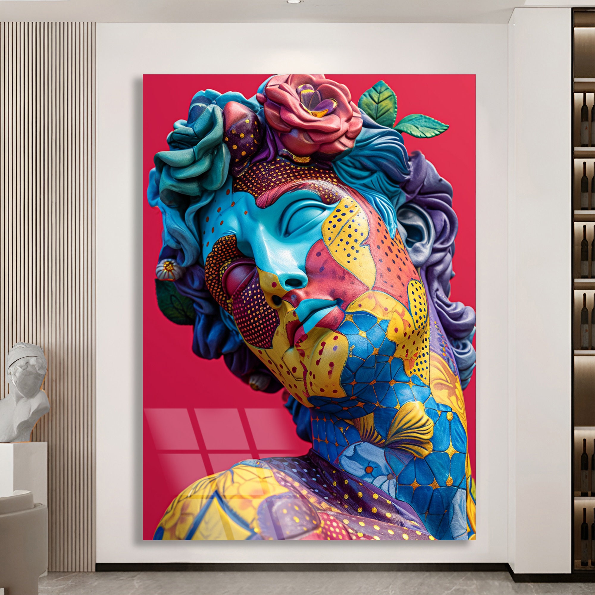 David Statue Art Tempered Glass Wall Art Rome Statue Glass Wall