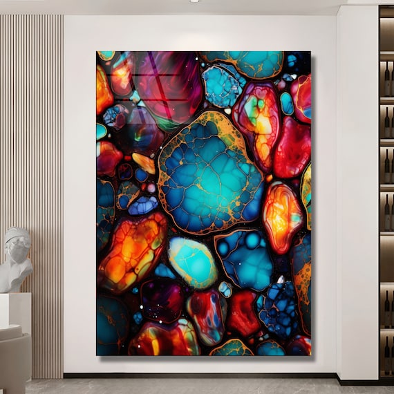Abstract Glass Art, Glass Art, Luxury Wall Decor, Trendy Wall Art, Wall Art Gift, Ready to Hang, Fashion Wall Decor, Art for Livingroom Gift