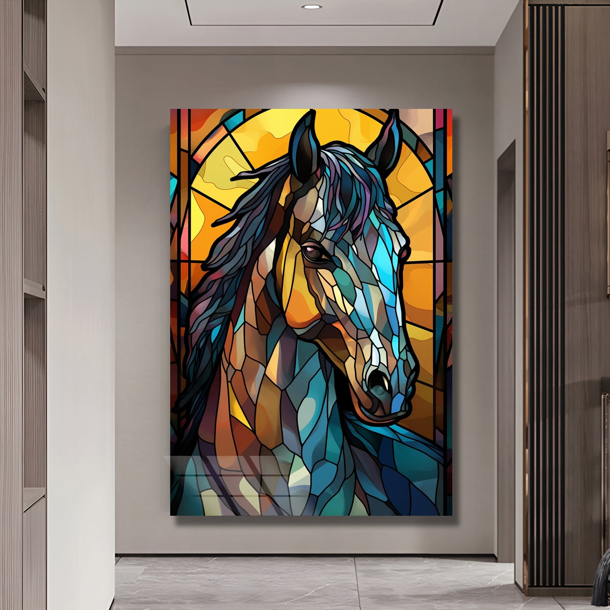 Horse Wall Art Glass Wall Art Horse Gift Livingroom Wall Art, Extra Large Wall Art Tempered Wall Art Horse Decor Horse Print Office Design
