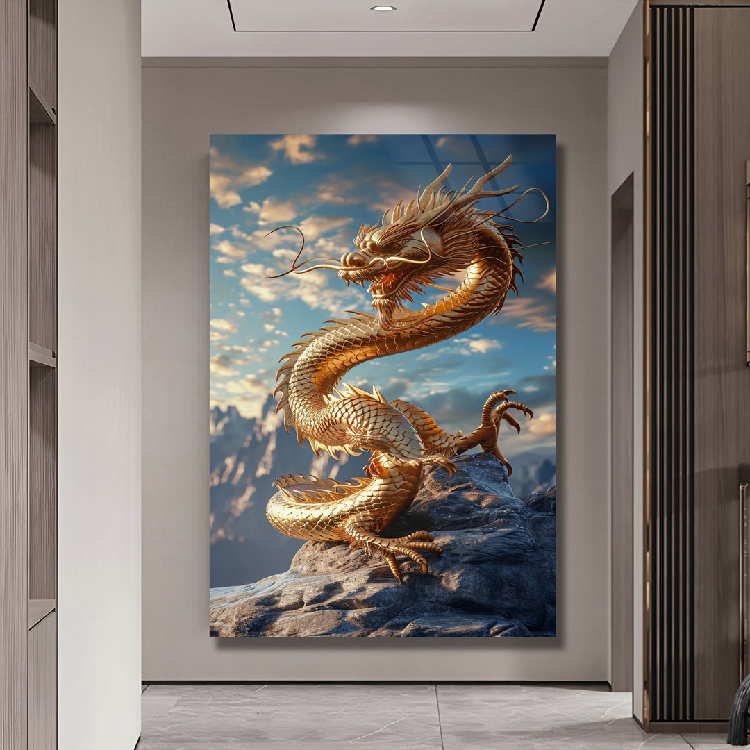 Colorful Dragon Scales Tempered Glass Wall Art Glass Wall Decor Dragon ...