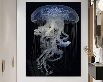 Unique Jellyfish wall Art,  Sea Life Decor, Ocean Art, Coastal Wall Art Bathroom Wall Art, Jellyfish Artwork Gifts For Her Unique Design