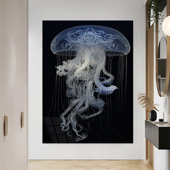 Unique Jellyfish wall Art,  Sea Life Decor, Ocean Art, Coastal Wall Art Bathroom Wall Art, Jellyfish Artwork Gifts For Her Unique Design