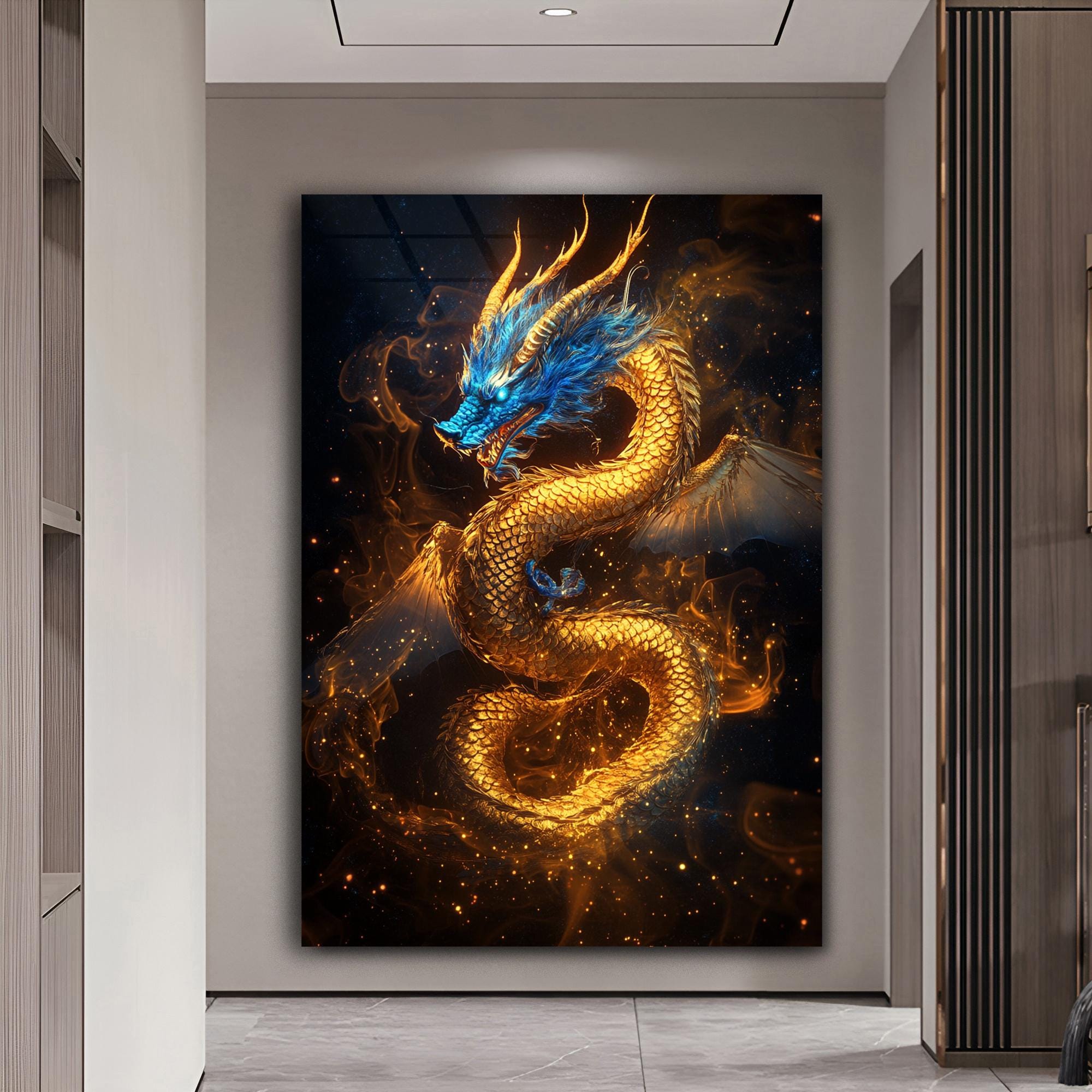 Dragon Wall Art Tempered Glass Art Dragon Prints Extra Large Wall