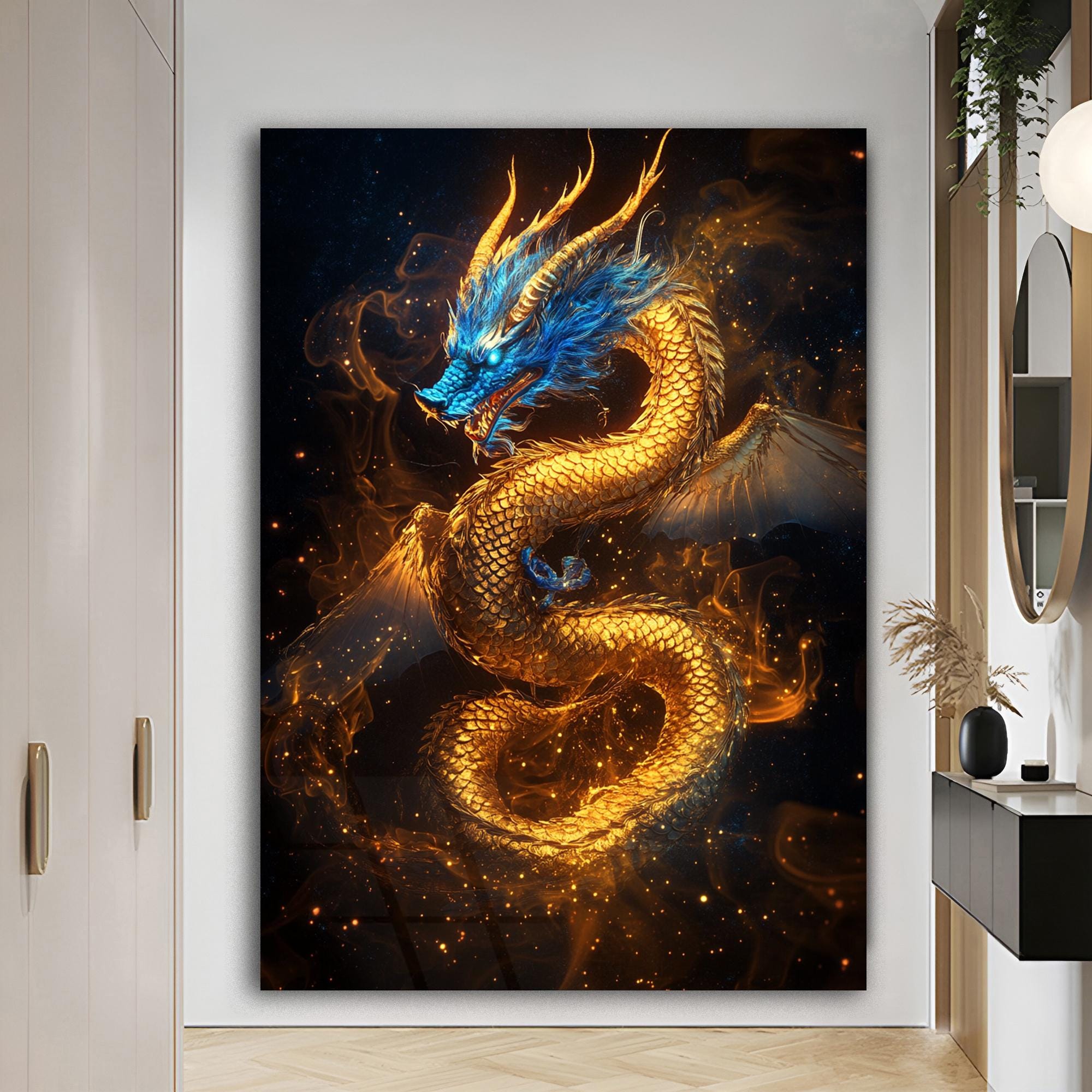 Dragon Wall Art Tempered Glass Art Dragon Prints Extra Large Wall