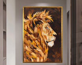 regali di leone arte su tela decorazione leone tela incorniciata tribù animale arte della parete decorazione della fauna selvatica arte moderna unica del leone africano Regalo per papà coraggioso arredamento