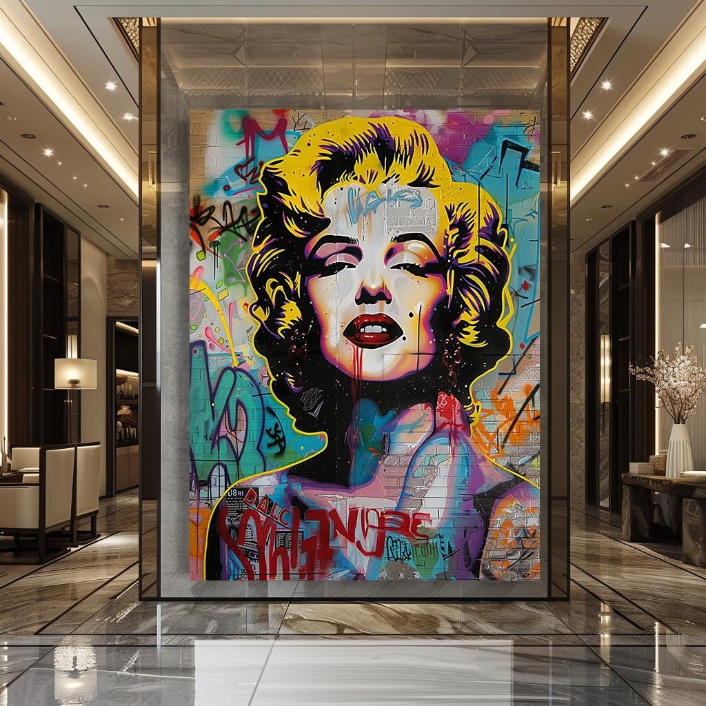 Marilyn Monroe Graffiti Art Print, Pop Art Canvas, Unique Home Decor ...