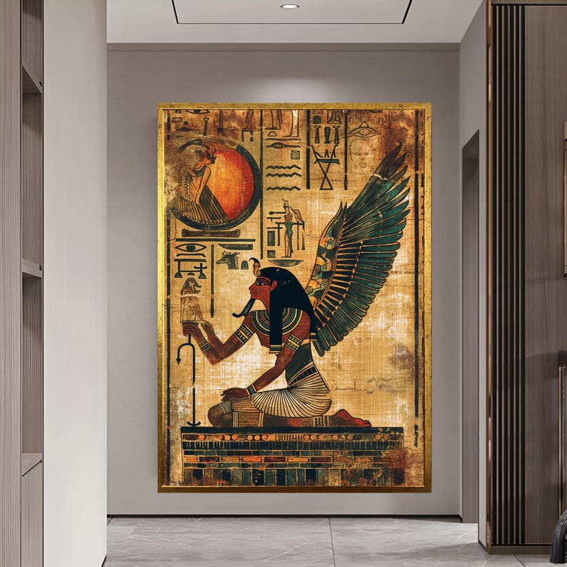 Egyptian Gods Art Canvas Wall Decor Wall Hanging Ancient Egyptian Art Home Decor Unique Wall Art Interior Design Office Gift Oversized Decor