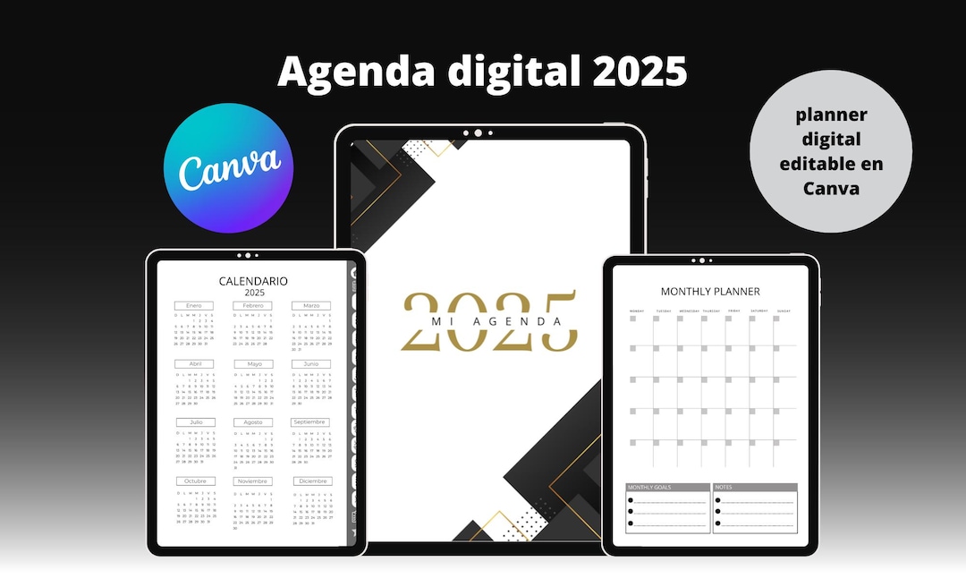Agenda Digital E Imprimible En Español, Plantilla Editable En Canva ...