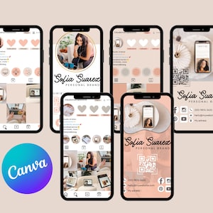 Carte de visite Instagram 2024 pour personal branding, carte de visite IG, modèle de carte de visite bricolage en toile, carte de visite QR Code