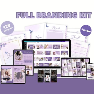 Kit de marca personal: 125 plantillas lilas para redes sociales (editables en Canva) (PDF)