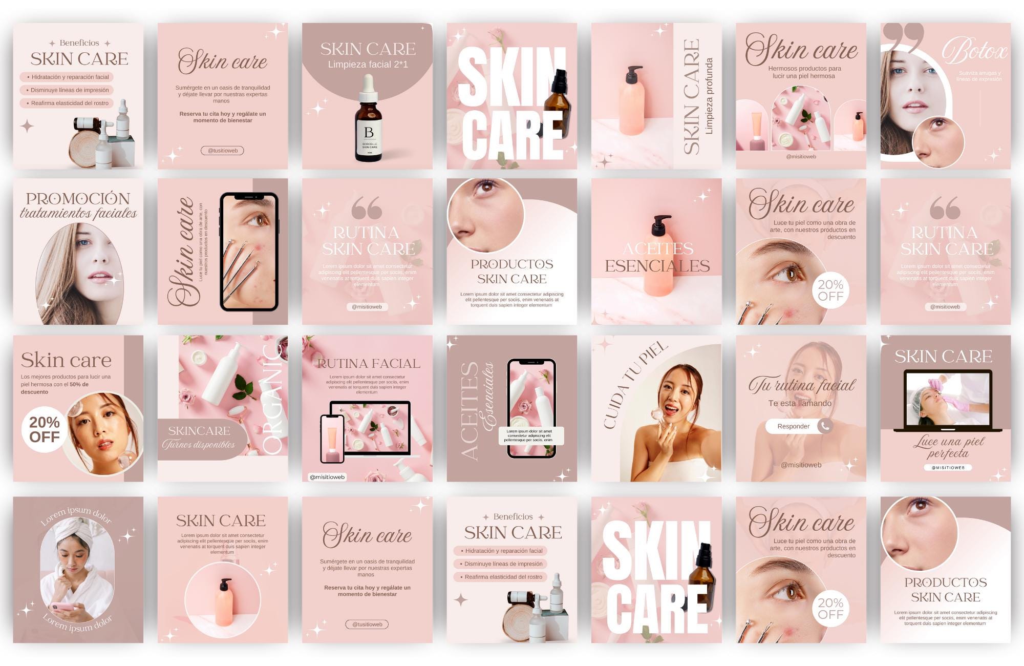 Skincare Instagram Canva Templates Editable Social Media Kit for Beauty ...