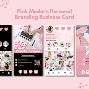 Sjabloon voor visitekaartjes, Instagram-visitekaartje, personal branding, branding, sjabloon voor visitekaartjes voor vrouwen.