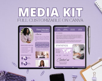 PLR Media Kit Template | Media Kit for entrepreneurs and Influencers | Personal brand | Services and collaborations | Minimalist Lilac