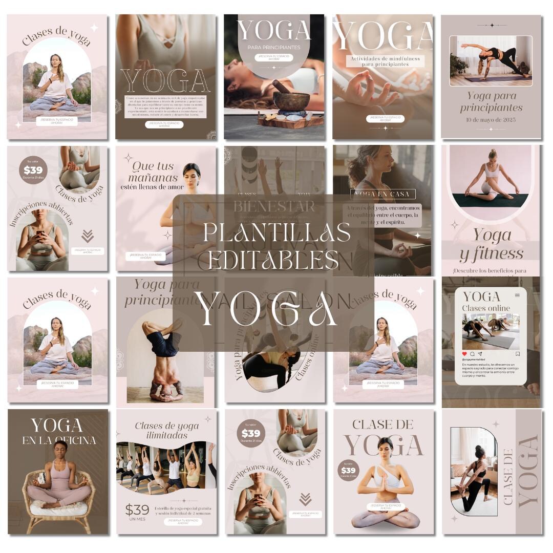 Instagram Templates for Yoga Canva Editable Beige Wellness Posts ...