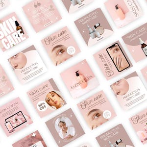 Skincare Instagram Canva Templates Editable Social Media Kit for Beauty ...