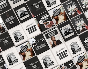 Black Personal Brand Instagram Carousel Templates | Canva (Digital Download)