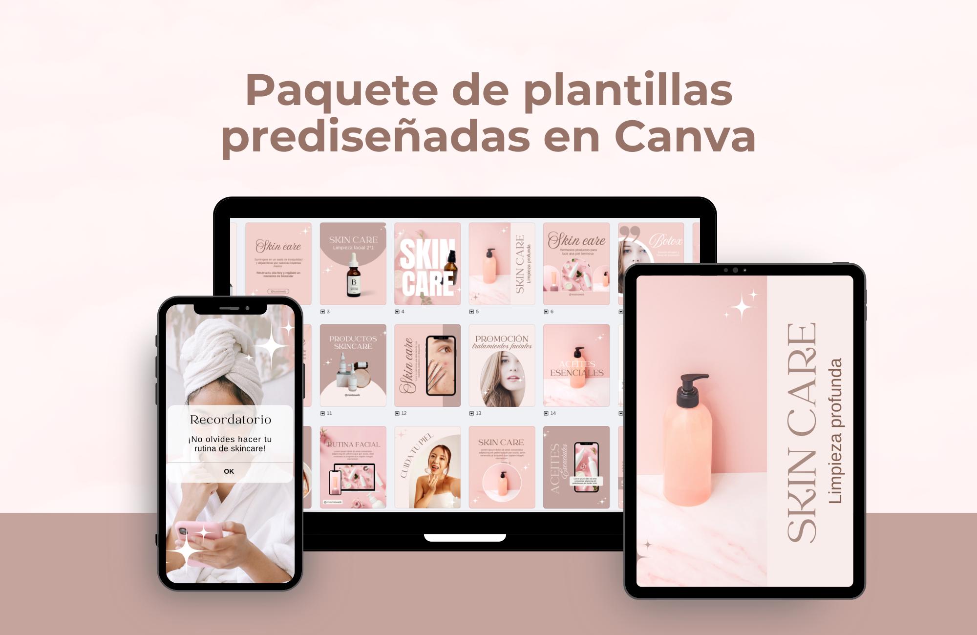 Skincare Instagram Canva Templates Editable Social Media Kit for Beauty ...
