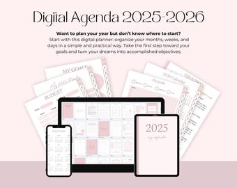 Agenda editable 2025 2026 agendas imprimible y versión digital. Plantillas editables minimalista rosado