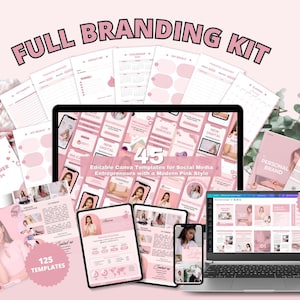 Plantillas editables de Canva para redes sociales: Kit de 125 branding para emprendedores (PDF)