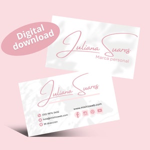 Sjabloon voor visitekaartjes, moderne visitekaartjes, elegant visitekaartje, roze, Hallo, bewerkbare visitekaartje, afdrukbare visitekaartjes.