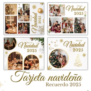 Planta de foto de cartão de navegação editável Canva, colagem de fotos familiares elegantes de lembranças para impressão.