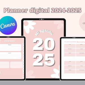 Planificador 2025 para mujeres emprendedoras |  editable en Canva | versión digital e imprimible | plantilla + PDF| Hipervinculado