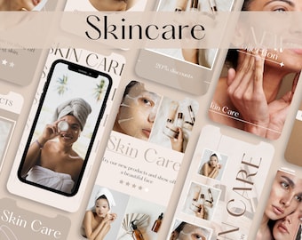 Skincare Instagram Templates: Esthetician Social Media (Canva Editable)