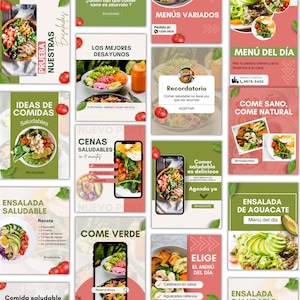 75 plantillas de Canva para Instagram, comida saudável, restaurante | Postagem, histórias e portadas de bobinas.