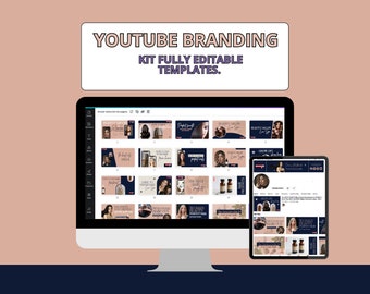 YouTube Branding Kit: Pink & Blue Canva Templates (PDF)