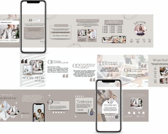 Canva-bewerkbare Instagram-sjablonen – beige en grijs – socialmediaposts van persoonlijk merk – pdf