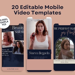 Paquete de 20 videos de contenido de belleza femenina sin rostro / Reels de Instagram / Colección rosa y azul de estilo minimalista moderno