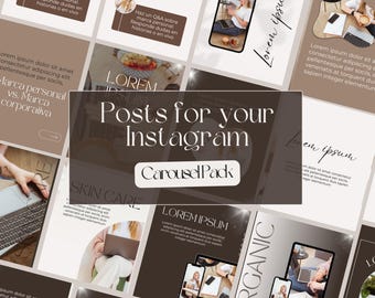 Instagram Carousel Canva Templates Minimalist Beige and Brown Editable Social Media Kit