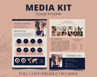 Media Kit Template | Media Kit for Influencers content creators | Collaborations of clothing stylists and more | modern pink blue