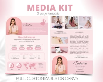 Media Kit Template | Media Kit for Entrepreneurs and Influencers | Personal Branding | Services and Collaborations | Minimalist Rose