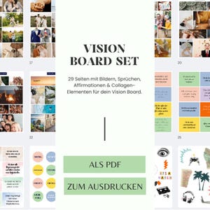 Tableau de vision Manifestation Bonheur PDF imprimable Mood Board 2025 / Affirmations positives