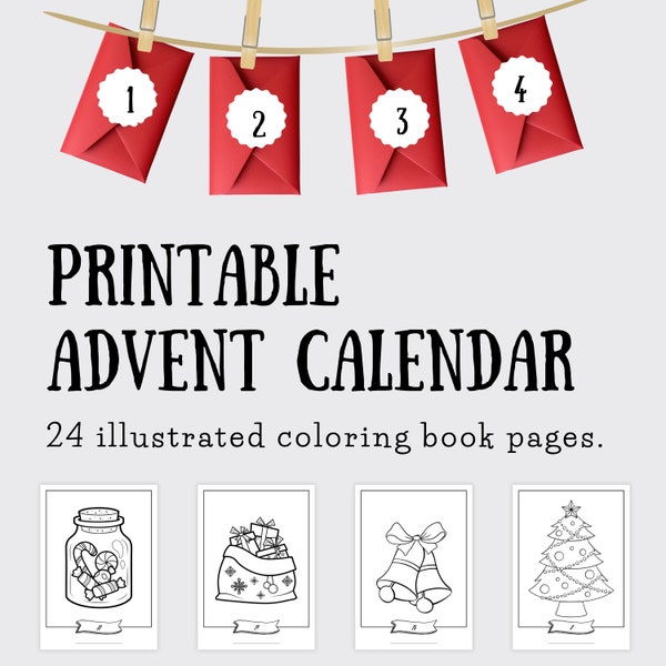 Printable Advent Calendar | Christmas Coloring Book | Christmas Countdown | Advent Calendar DIY | Kids Printables | Christmas Printables