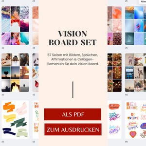 Vision Board Manifestation Bonheur Imprimable PDF Mood Board 2025 / Handlettering / Affirmations positives