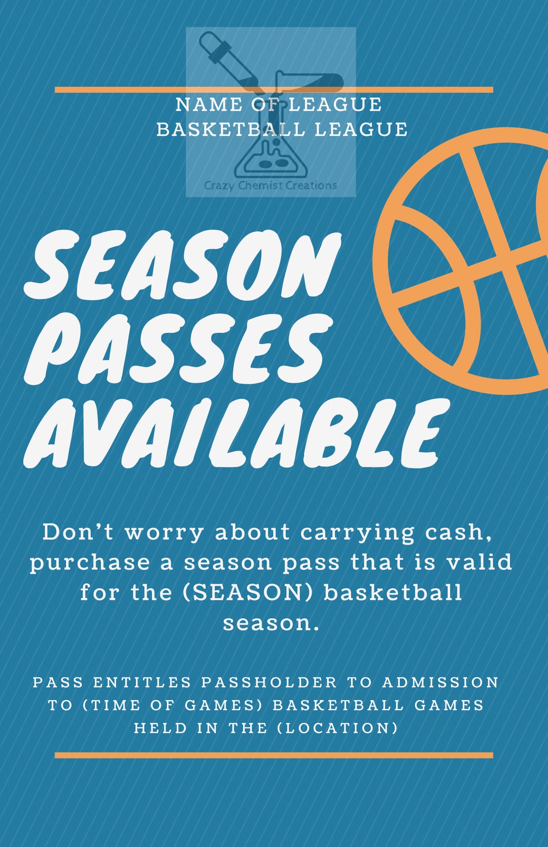 Canva Editable Template for Basketball Season Pass Flyer Etsy
