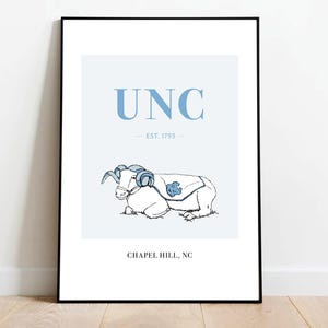UNC Rameses Chapel Hill, NC, Tar Heels, Hand Drawn Poster