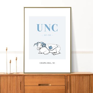 UNC Rameses Chapel Hill, NC, Tar Heels, Hand Drawn Poster