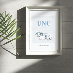 UNC Rameses Chapel Hill, NC, Tar Heels, Hand Drawn Poster