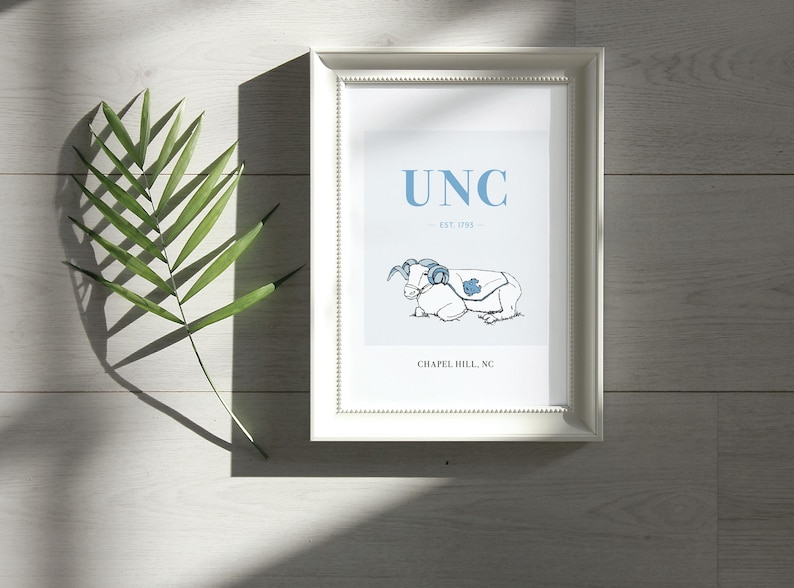 UNC Rameses Chapel Hill, NC, Tar Heels, Hand Drawn Poster