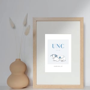 UNC Rameses Chapel Hill, NC, Tar Heels, Hand Drawn Poster