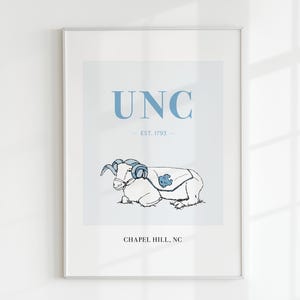 UNC Rameses Chapel Hill, NC, Tar Heels, Hand Drawn Poster