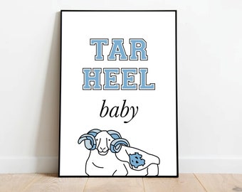 Tar Ferse Baby Poster. UNC Tar Heel Ramsey - Kinderzimmer, Babyparty Druck.