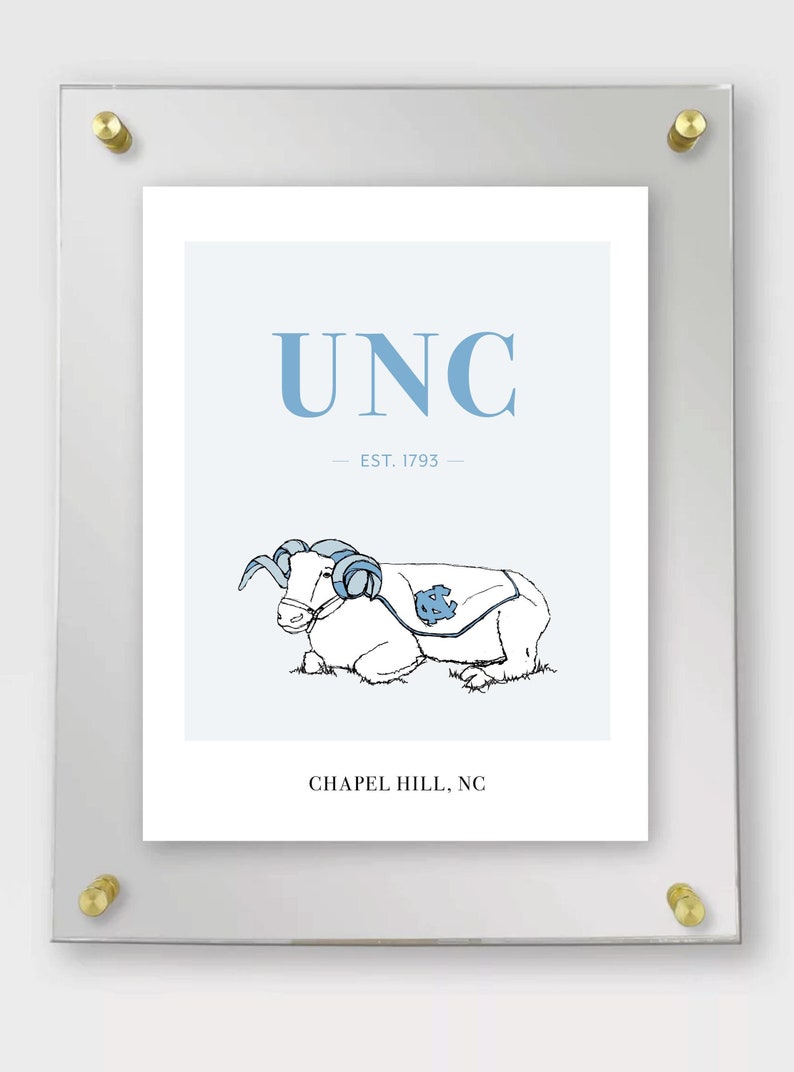 UNC Rameses Chapel Hill, NC, Tar Heels, Hand Drawn Poster